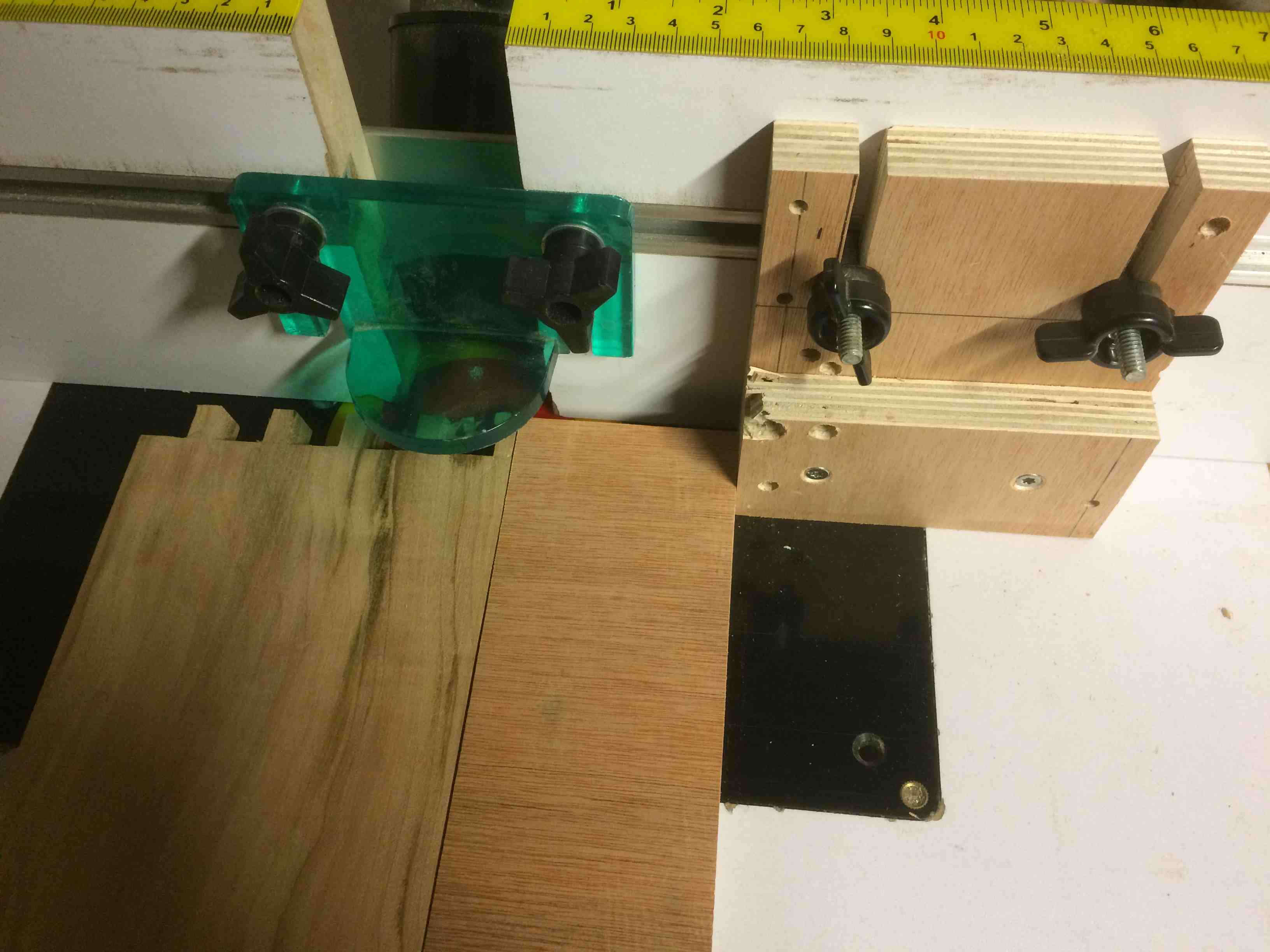 Using a test piece to set up lapped dovetails